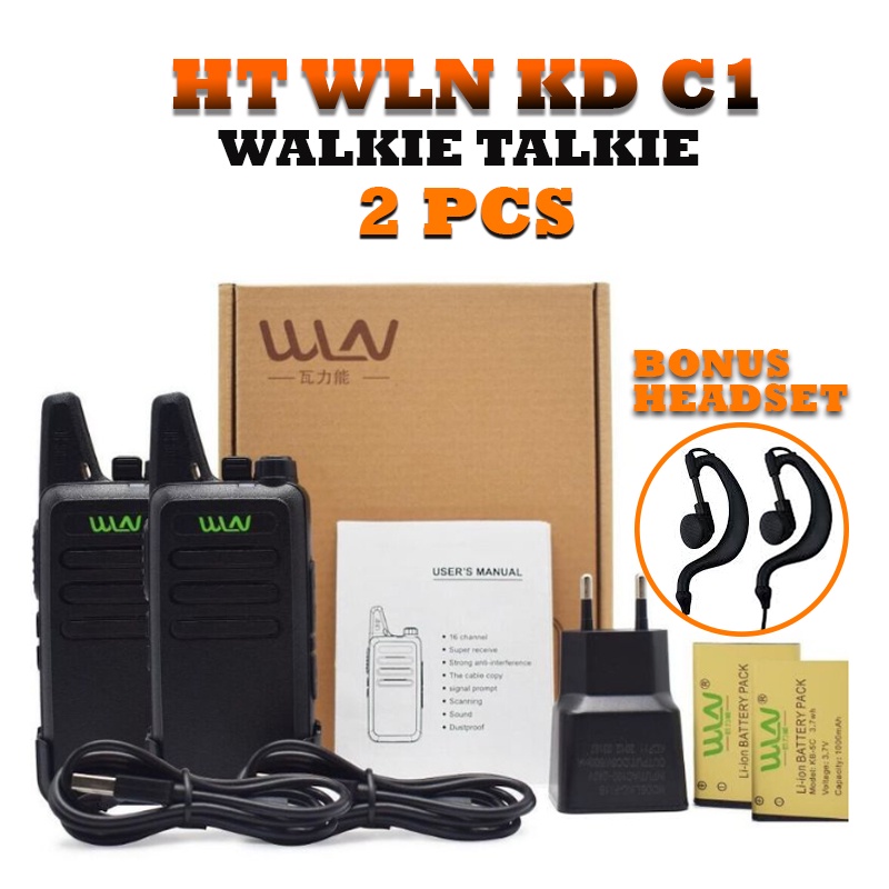 COD HT Walkie Talkie 2 Unit HT WLN WLAN KD-C1 UHF Two Way WLN  CI Handy Talky Mini Walkie Talkie Jarak Jauh Murah