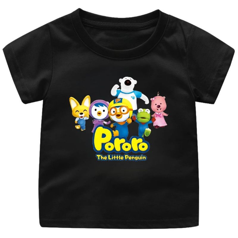 Baju Kaos Anak Cewek-Cowok 1-12Tahun PORORO//Atasan Kaos Anak Anak Lucu Ready 10 Warna