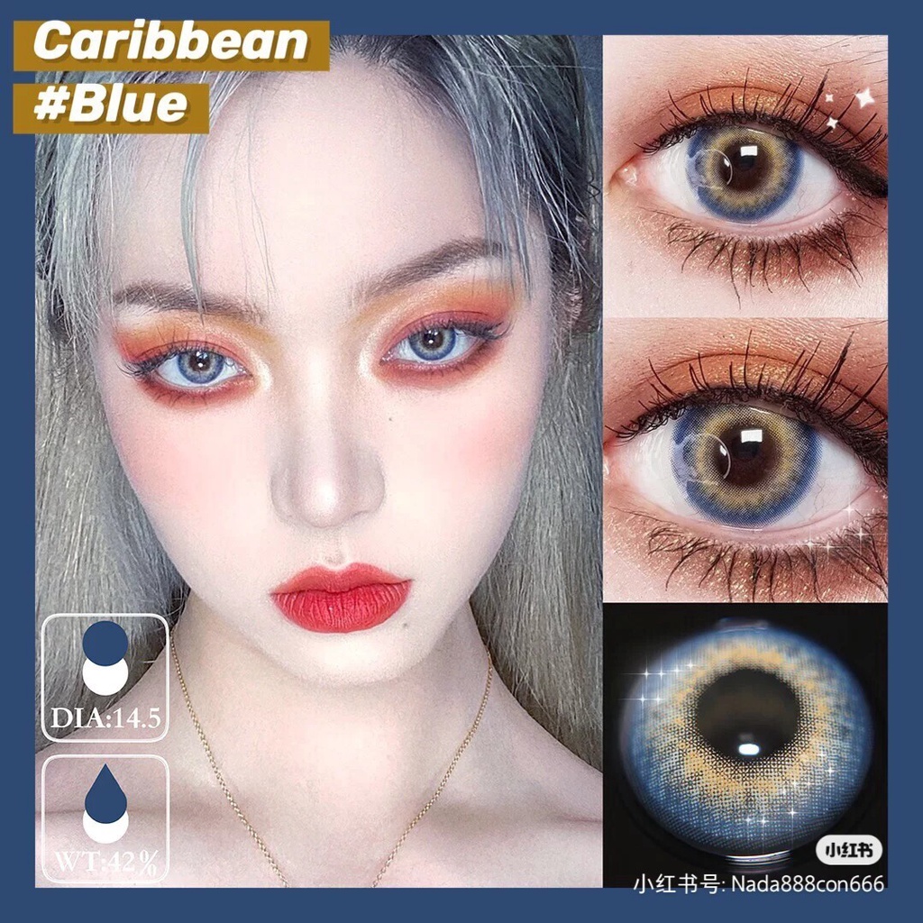 [✅COD] MYSTICEYES softlens caribbean series blue lensa kontak colore contact lense normal 14.5mm