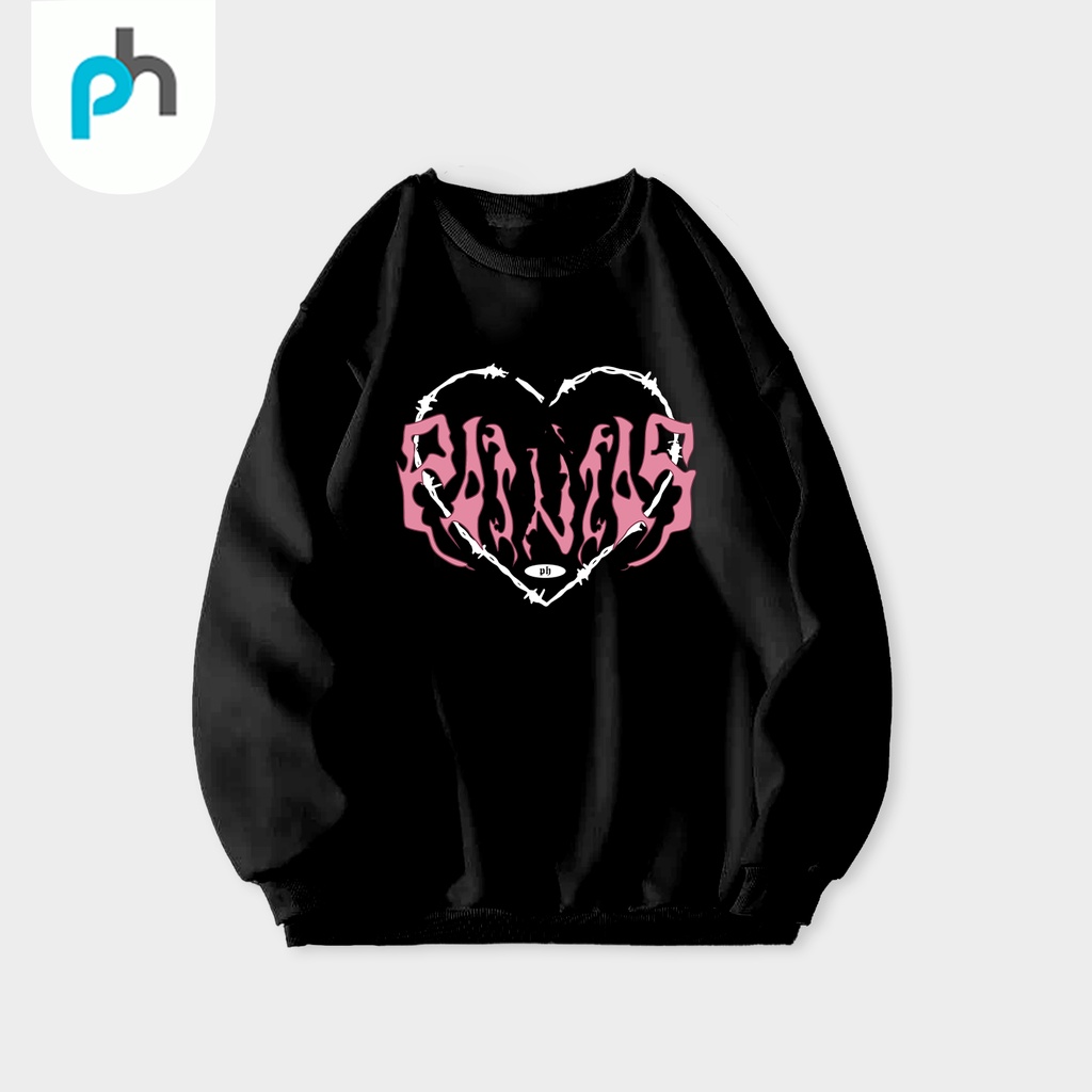 PABRIKHOODIE - BASIC SWEATER FIRE LOVE M - XXL (SABLON) {PRIA &amp; WANITA}