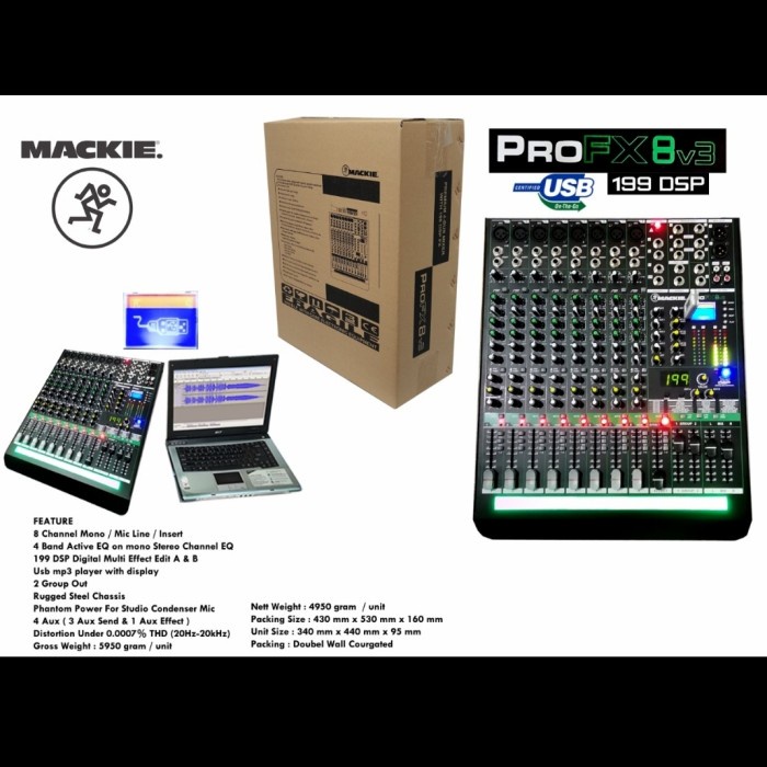 Mixer Audio Mackie Pro Fx8 V3 Pro Fx8V3 8Ch New 199 Dsp Soundcard