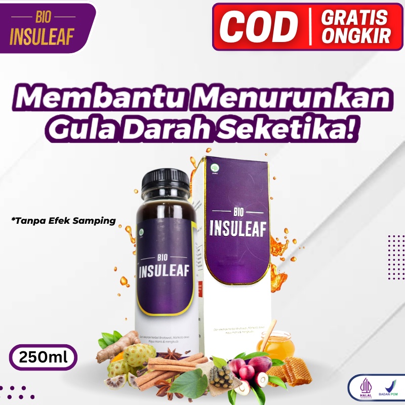 PAKET 2 BIO INSULEAF Herbal Alami Turunkan Gula Darah - Ringankan Gejala Kencing Manis | Solusi Atasi Gula Darah Tinggi 250ml