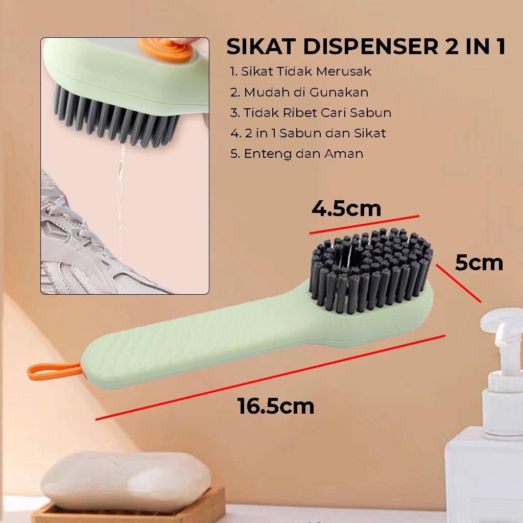 Sikat Dispenser Sabun Cair Multifungsi Untuk Menyikat Sepatu Kebutuhan Lainnya Dengan Tombol Pencet Brush