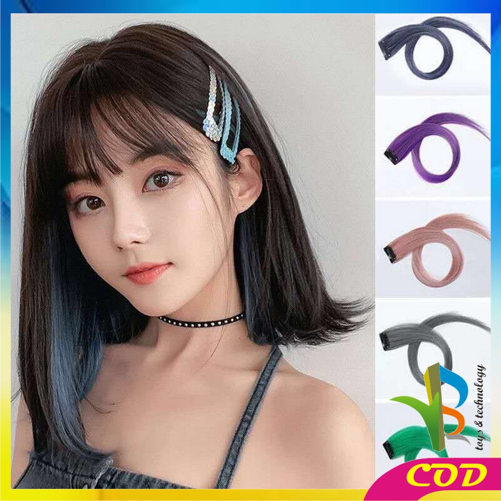 RB-K144 Wig Jepit Rambut Palsu Lurus Panjang Single Hair Extention Colourful Wanita / Klip Wig Rambut Palsu Cewek Korea Warna Warni Hair Clip Import