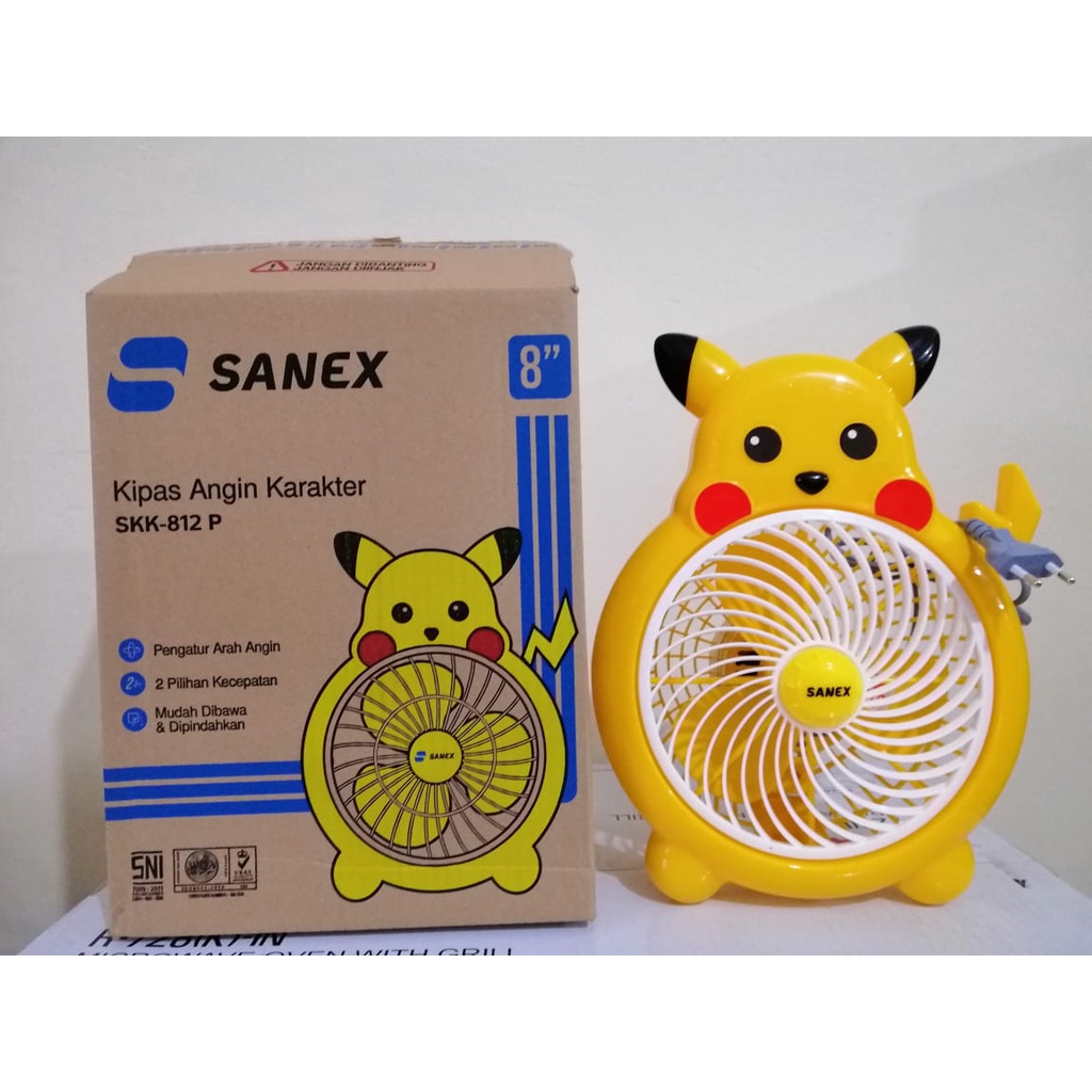 SANEX Kipas Angin Meja Karakter Lucu 8 Inch SKK-812 P Box Fan Pika chu