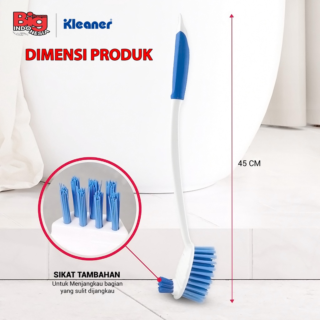 Sikat Kloset Gagang Panjang Karet Lembut Bathroom Brush 45 Cm Pembersih Kamar Mandi Serbaguna Kleaner K19011