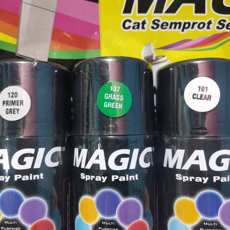 Pilok Pilox Cat Semprot Magic Paket Lengkap 3 Kaleng 300cc Paketan Hijau Rumput Glossy Grass Green 137 Primer Grey Epoxy 120 Clear Pernis Glossy Mengkilap 101 Spray Paint