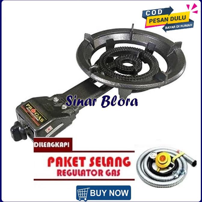 KOMPOR COR PROGAS P31A SATU TUNGKU GAS TEKANAN RENDAH + SELANG PAKET .
