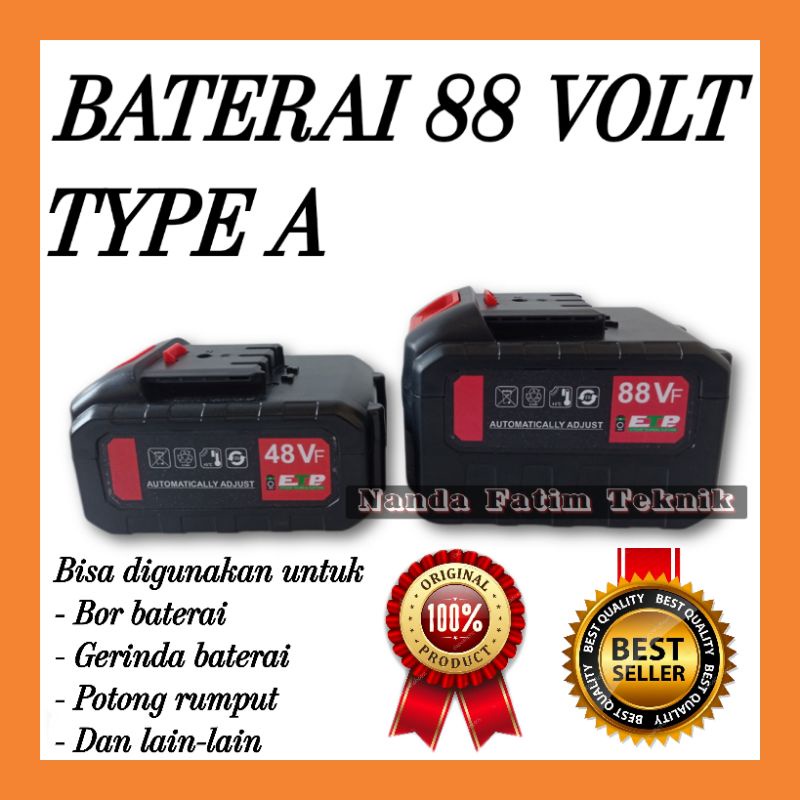 PROMO Baterai 88 volt TYPE A ORIGINAL bisa untuk bor/gerinda/impac merk JLD/UCHIHA atau merek lain