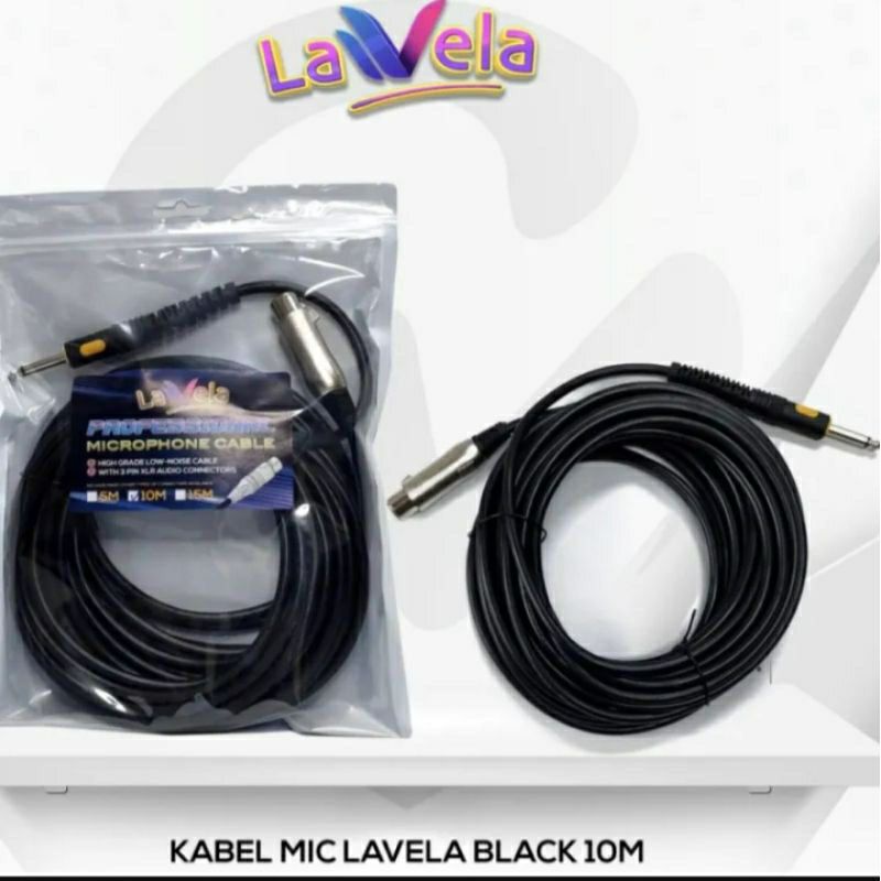 KABEL MICROPHONE 10 METER,/ KABEL MIC LAVELA HITAM