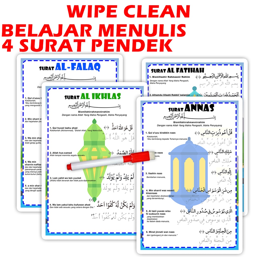 Lembar Wipe Clean Belajar Menulis Surat Surat Pendek