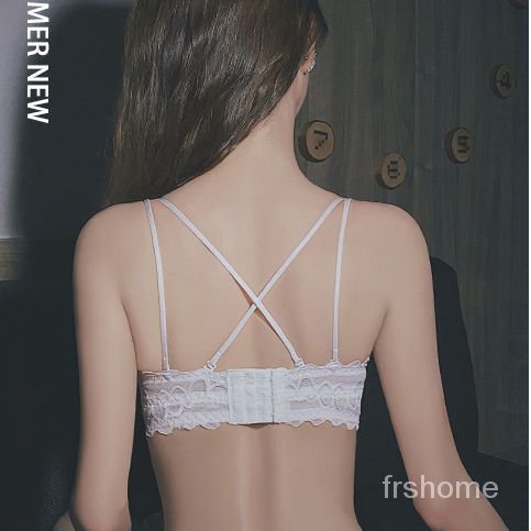 Pakaian dalam wanita strapless tak terlihat dada kecil berkumpul anti-slip putih smocked bra tidak a