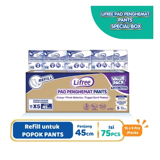 Lifree Pads Penghemat Pants Value New Putih 45 cm per satuan bungkus Asli