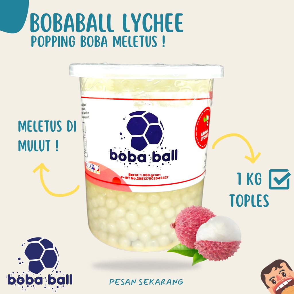 Bobaball Popping Boba Meletus / Boba Pecah di Mulut Kemasan Toples 1 Kg