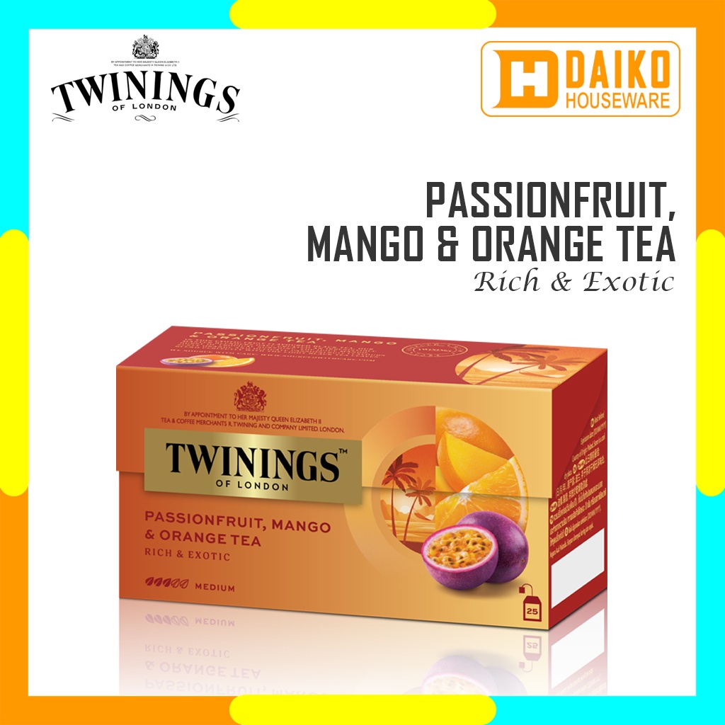 Teh Hitam Celup Twinings Passionfruit Mango &amp; Orange 25 x 2gr Tea Bags Teh Hitam Kantong Rasa Buah Markisa &amp; Jeruk