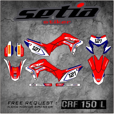 DECAL STIKER CRF 150 L FULL BODY ELEGAN WARNA MERAH PUTIH BIRU (CODE 017)