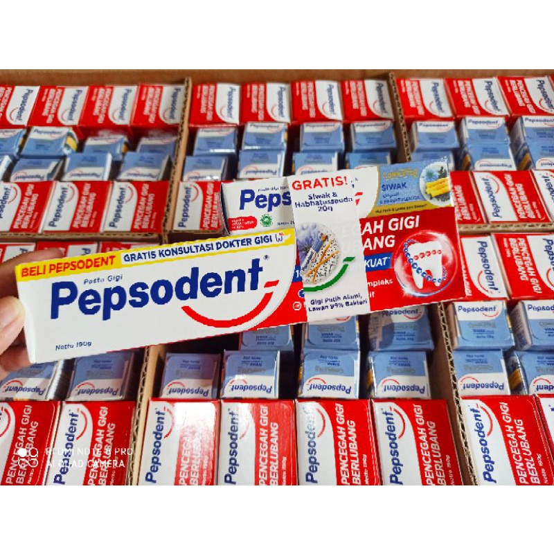 pepsodent 190gr free siwak 25gr