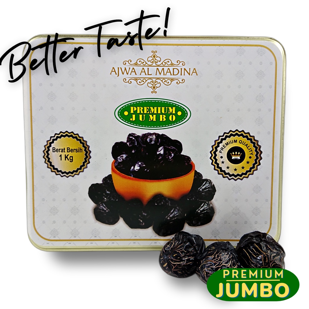 KURMA AJWA BPOM PREMIUM JUMBO AL MADINA 1 KG KEMASAN KALENG 100% ORIGINAL