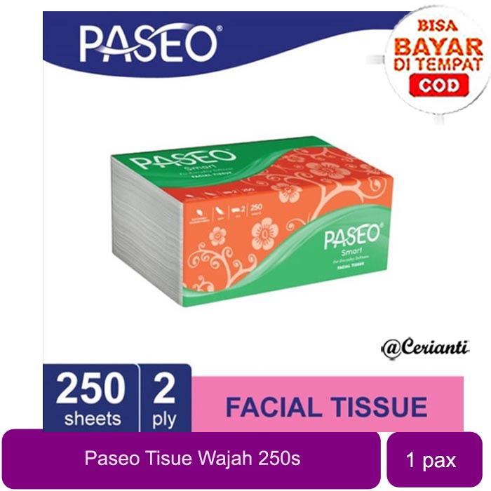 [250S | FACIAL TISSUE] Tisu TISSUE PASEO facial TRAVELPACK ISI 250 lembar 2PLY tisu wajah 250 sheet 2ply_Cerianti