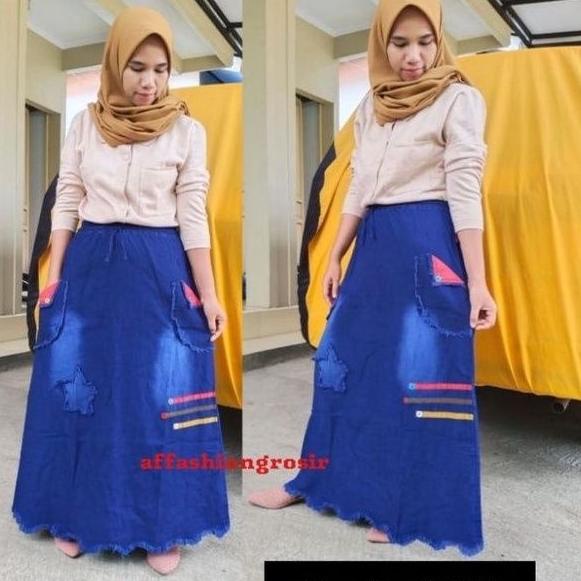 HARGA TERMURAH ROK JEANS WANITA PANJANG/ROK JEANS RAWIS/ROK JEANS KANCING/ROK JEANS TEMPEL/ROK JEANS
