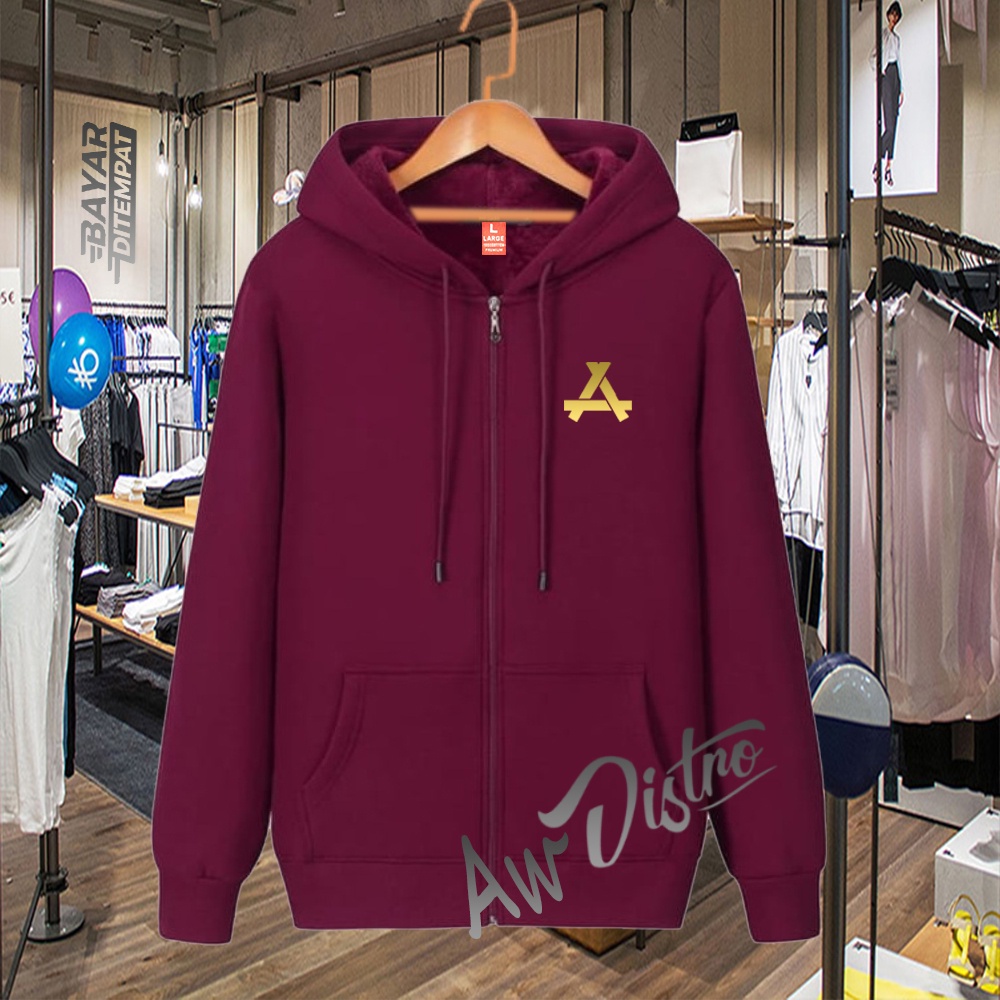 COD Jaket Distro Logo AppText Gold Premium Quality Sweater Tulisan Jaket Kata-Kata Hoodie Sablon