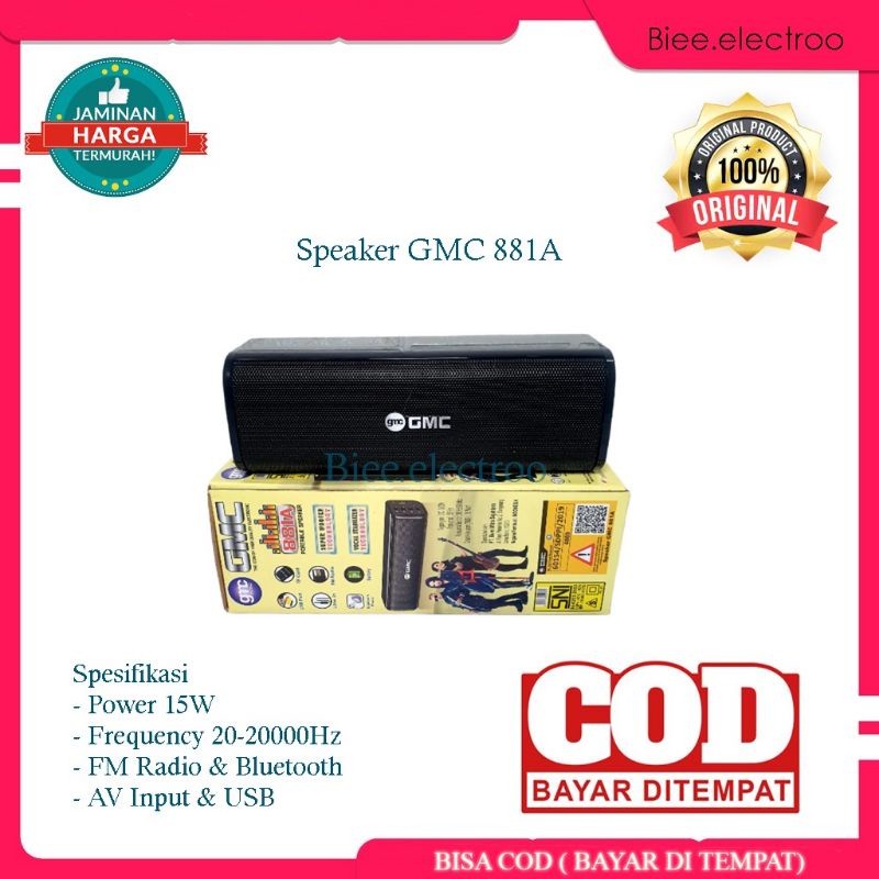 SPEAKER BLUETOOTH GMC 881A / 881C SUPER BASS FM RADIO 15W