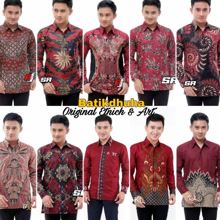JMR.02Ma23ᴶ ‣ ATASAN BATIK PRIA LENGAN PANJANG WARNA MERAH MAROON / SERAGAM BATIK PRIA WARNA MAROON 