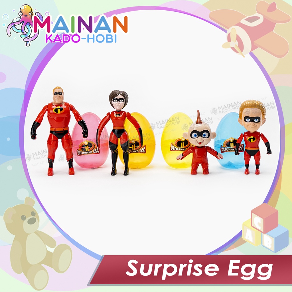 MAINAN SENSORIK MOTORIK ANAK TELUR SURPRISE EGG KARAKTER INCREDIBLES