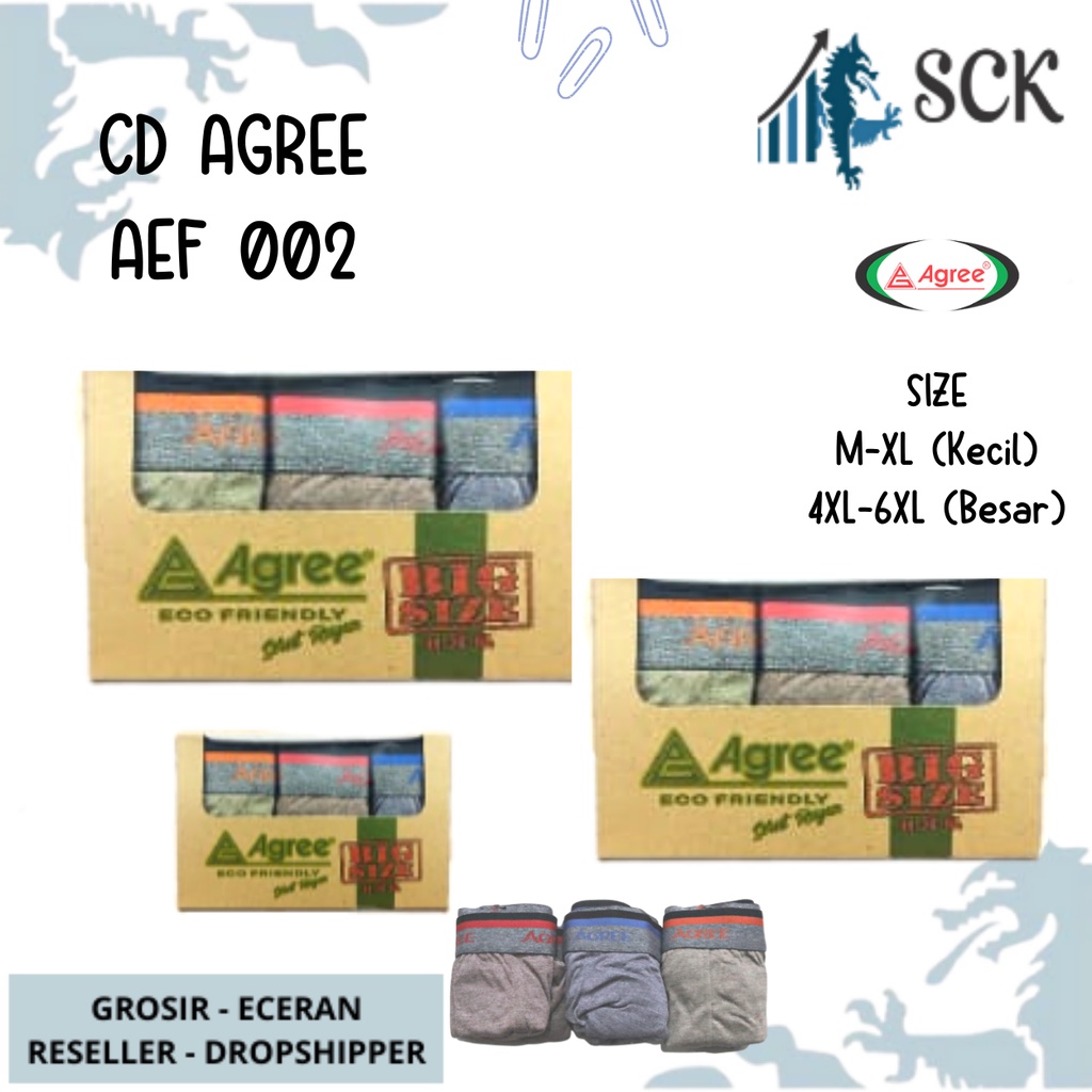 [ISI 3] Celana Dalam Olahraga Pria AGREE AEF 02 / CD Agree AEF02 Pinggang Karet MODEL BOXER Sport  / Pakaian Dalam Cowok - sckmenwear GROSIR