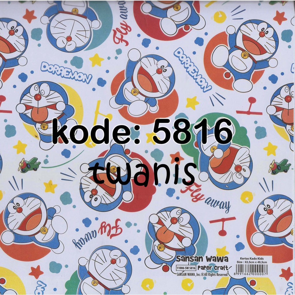 

Kertas Kado Doraemon SANWA kode 5816 isi 30 lembar Bisa Campur Motif Lain