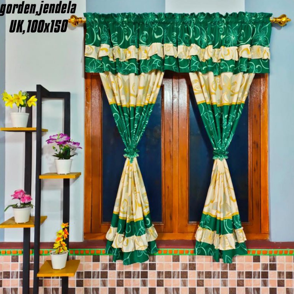 [✅COD] Gorden Hordeng Serut Jendela 100x150 Poni Rumbai Aneka Motif Dekorasi Kamar Ruang Tamu Minimalis Perlengkapan Rumah