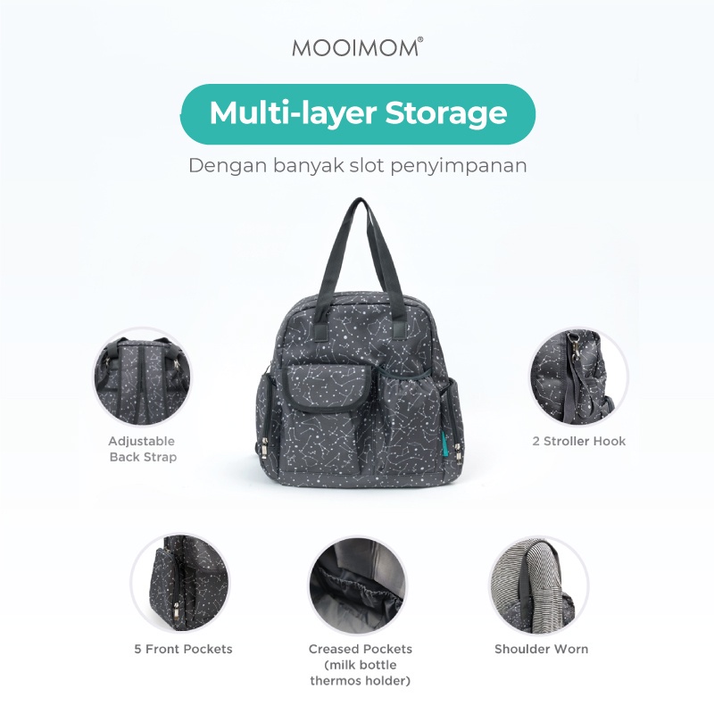 Mooimom - 2 Ways Diaper Bag / Tas Diaper Bayi Besar