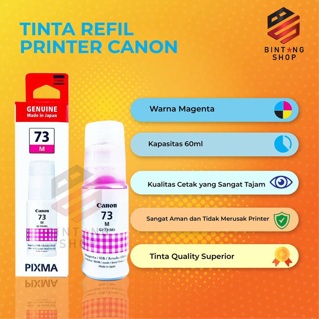 1 SET 6 PCS Tinta Canon Gi 73 Tinta Printer G670 G570