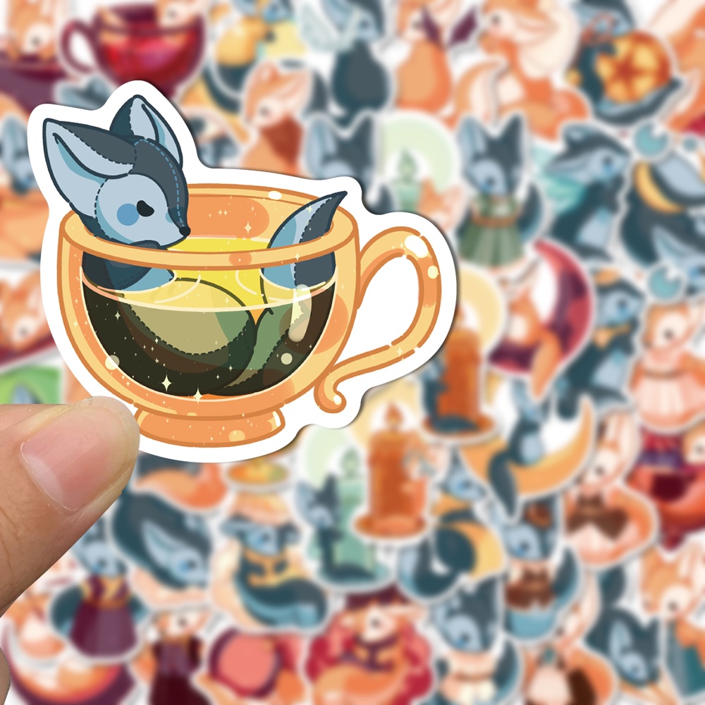 50pcs cute fox cartoon stickers Mobile phone water cup decoration waterproof stickers