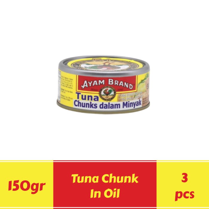 

IKAN TUNA KALENG CHUNK IN OIL AYAM BRAND 150GR ISI 3PCS