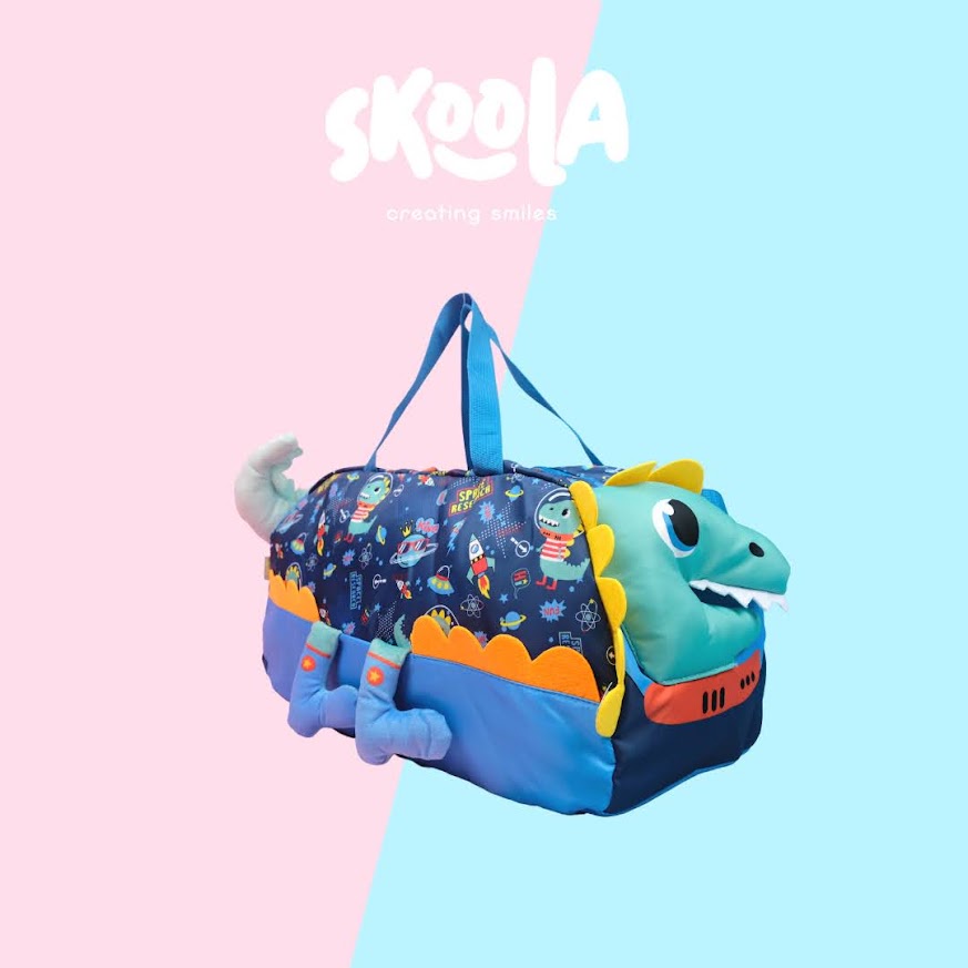 Skoola Tas Travel Pakaian Gym Anak Laki - Laki Astronot Dinosaurus Bola - Duffle