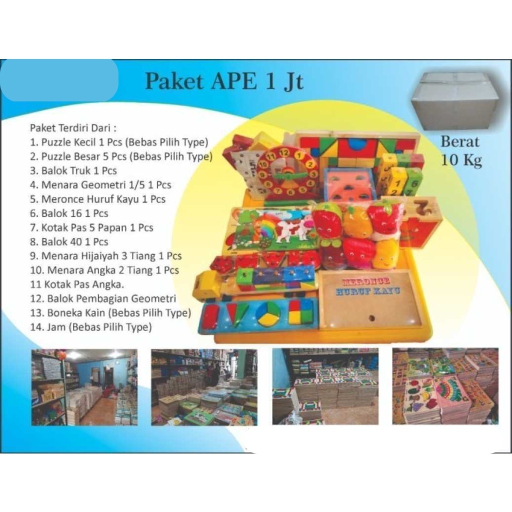 Paket Murah Alat Peraga Edukatif Ape Paud Tk ( 1 juta )
