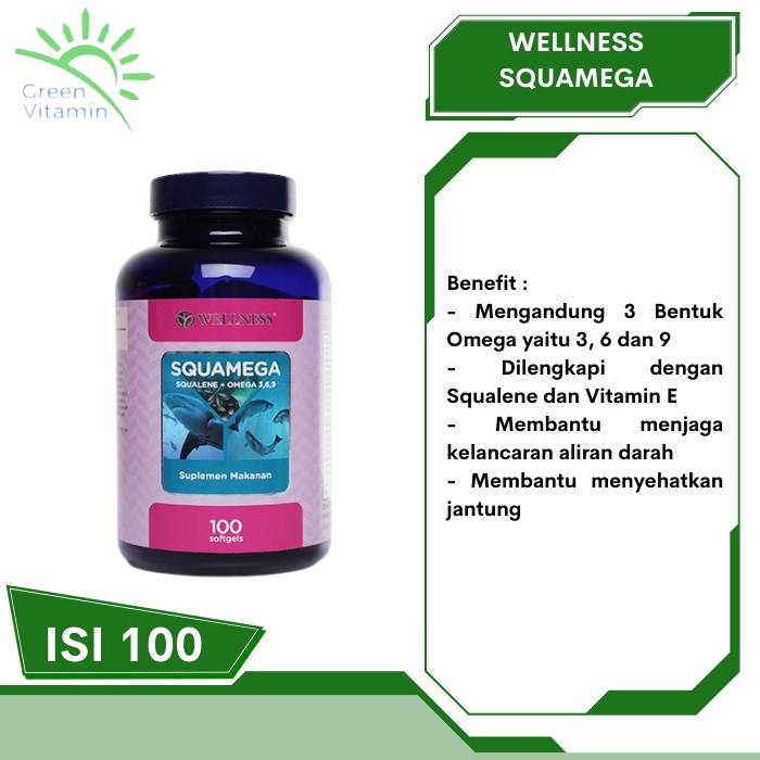 WELLNESS Squamega Squalene 369 Omega 3 6 9 Complete EFA 100 Kapsul Wellness Squa Mega 100 Softgels