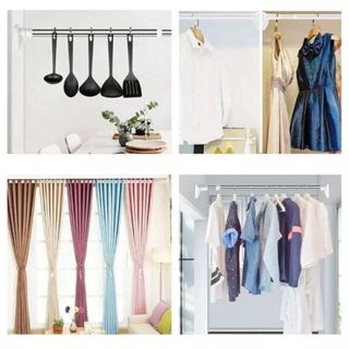 SGMSHOP EX1 70-120cm EX2 110-200cm Tiang Pipa Stainless Fleksibel Extension Gorden Jemuran Tanpa Paku Bor Penyangga Multifungsi