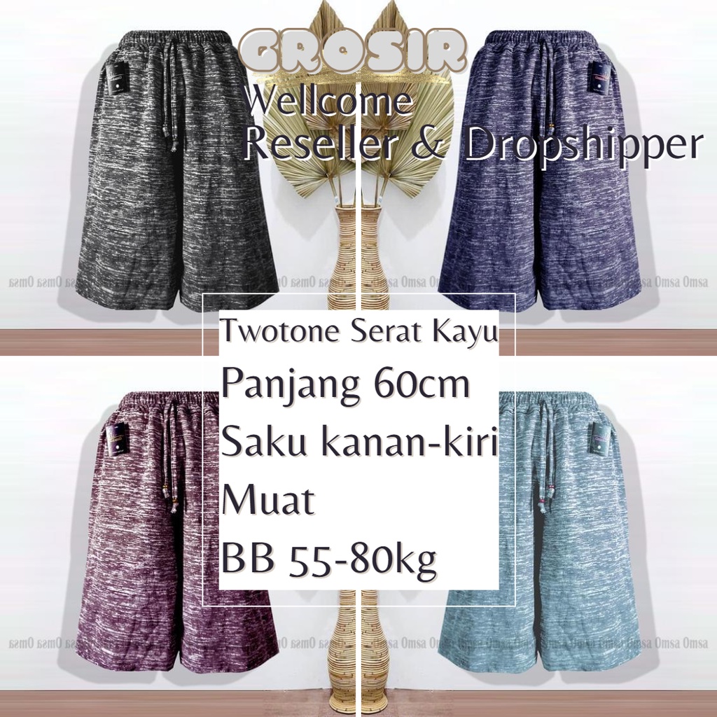 kulot jumbo pendek highwaist berbahan twotone serat kayu premiun celana wanita dewasa terbaru bb 90kg