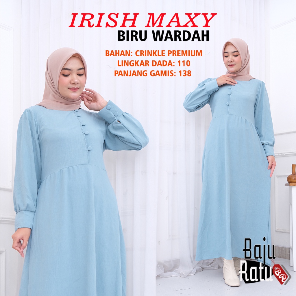 IRISH MAXY DRESS JUMBO GAMIS WAFFLE CRINKLE KEKINIAN AESTHETIC LEBARAN TERBARU GBM