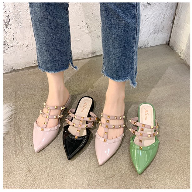 SD2222 Sepatu sendal dewasa Fashion Duri karet import bahan lentur sepatu flatshoe valentino rockstud sepatu wanita flat valentino size 36-40