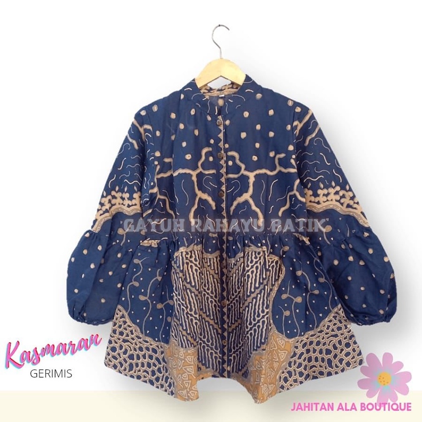 Blouse Batik Wanita Jumbo LD 120-150 Atasan Batik Kerja Kantor Modern Busui Friendly Katun Primisima