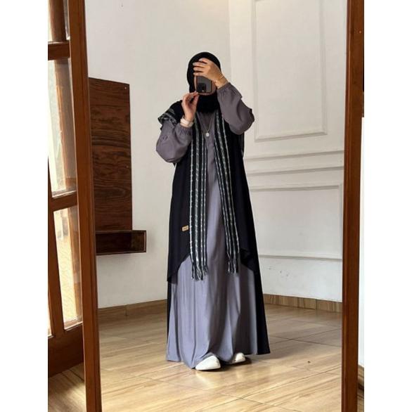 READY STOCK PREE - ORDER Dress Rompi Troso Ory by Nadheefa Store Hitam Troso Putih Viral DIKIRIM 3 M