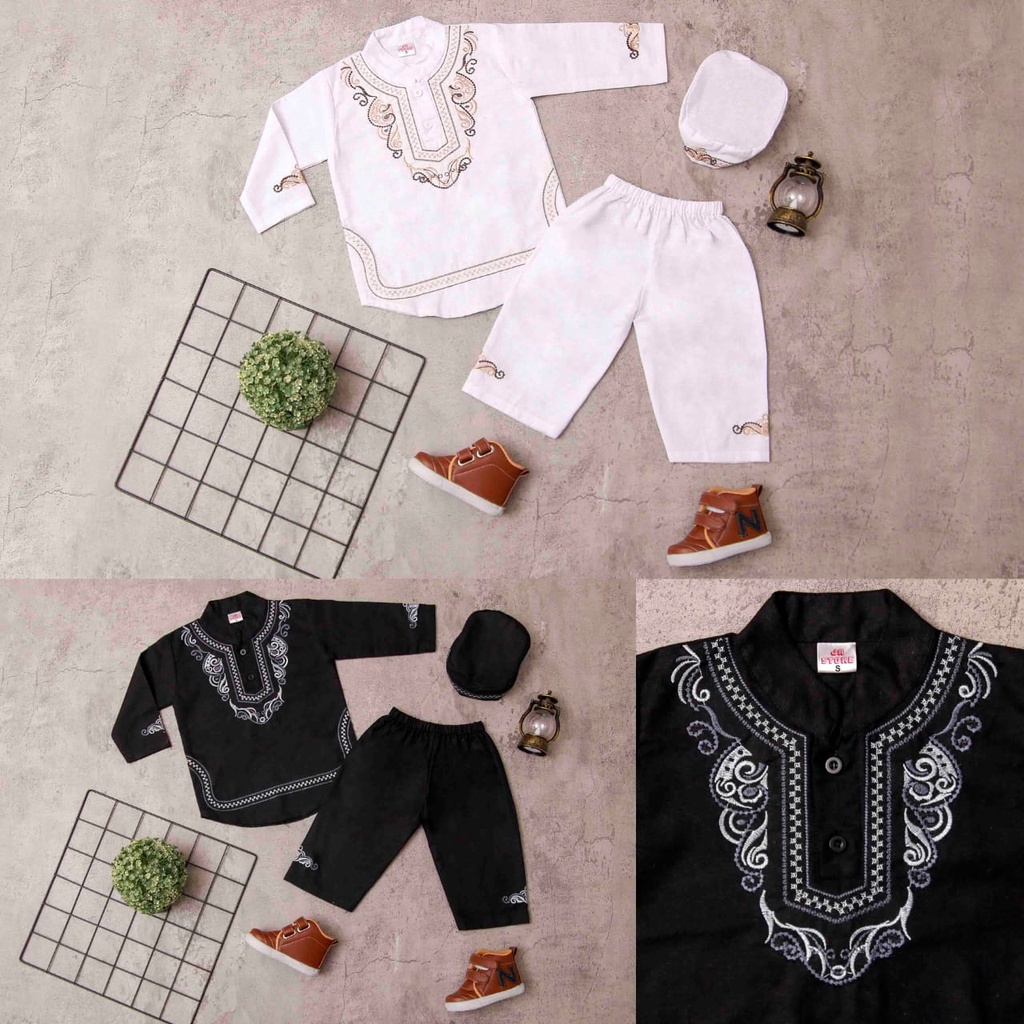 Jikialiang - SETELAN KOKO PREMIUM ANAK LAKI LAKI BORDIR FULL BAHAN KATUN LINEN RAMI