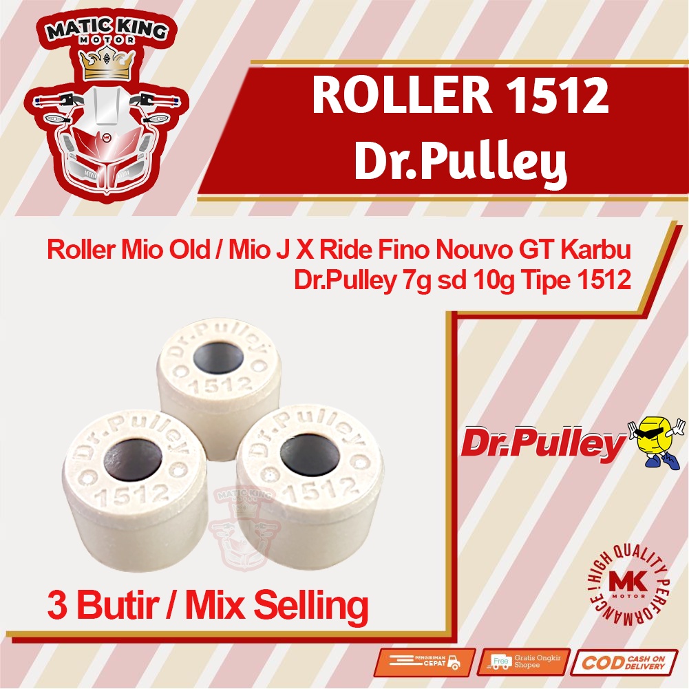 Roller Mio Sporty Smile J X-Ride Soul GT Fino Nouvo 110 KARBU 7 8 9 10 gram DR PULLEY tipe 1512 per 3 butir