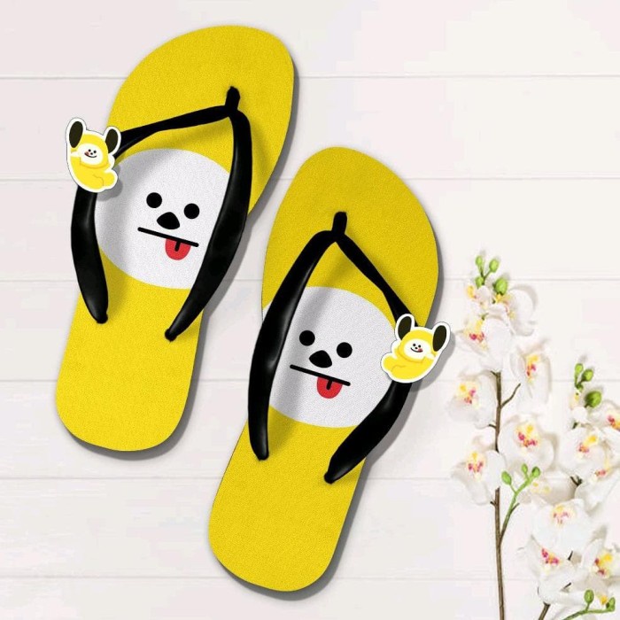 chimmy BT21 Sandal sendal jepit teplek flat full color . - toko kami sedia sendal jepit teplek wanit