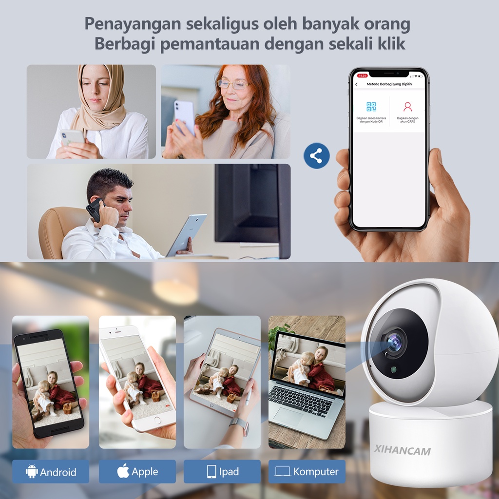 XIHANCAM IP Camera Cctv Wifi Kamera Cctv Murah 4MP Smart Cctv Wireless Kamera HP Jarak Jauh Kamera Pengintai Indoor PTZ Iot Home Automation