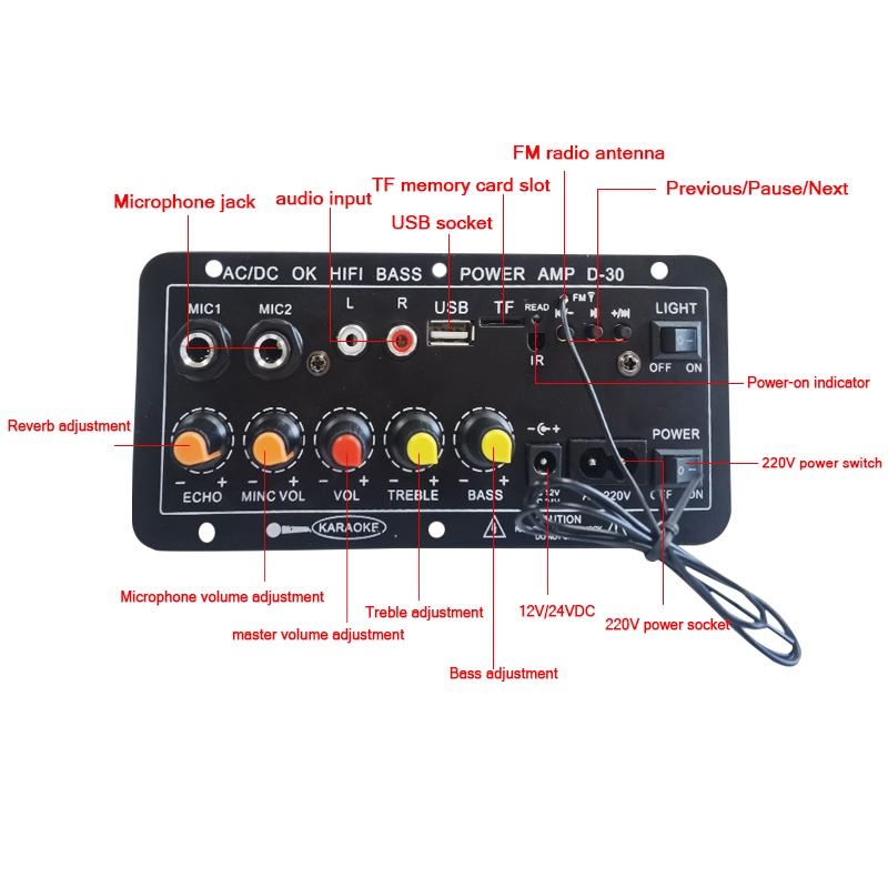 10 inci 220 V tiga penggunaan mobil bluetooth amplifier papan audio karaoke USB FM radio player subwoofer DIY