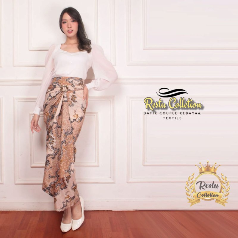 Restu Colletion Rok Lilit Songket Serut Batik Bawahan Kebaya Wisuda Kemeja Bloese Kondangan Nikahan Tunangan Wanita Allsize Bahan Satin HQ Premium Mojang Pink Bestseller